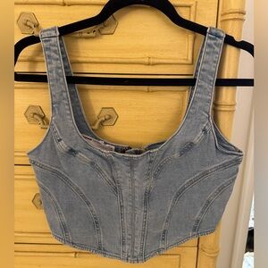 Cropped Denim Tank